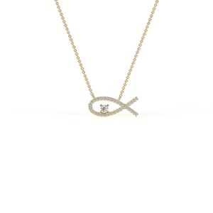 תליון דג משובץ יהלומים